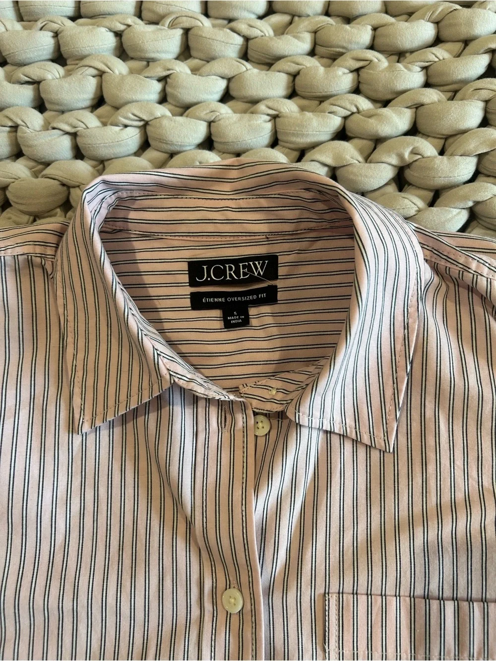J. Crew Pink and White Striped Women’s Button-Down Shirt